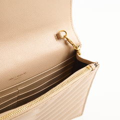 Saint Laurent Cassandre Envelope Wallet on Chain WOC Beige