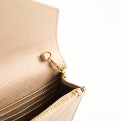 Saint Laurent Cassandre Envelope Wallet on Chain WOC Beige