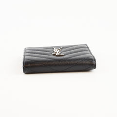 Saint Laurent Black Calfskin Leather Cassandre Matelassé Bi-Fold Wallet