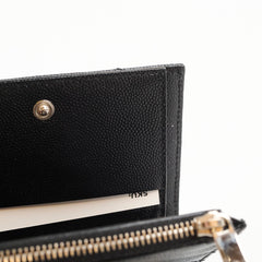 Saint Laurent Black Calfskin Leather Cassandre Matelassé Bi-Fold Wallet