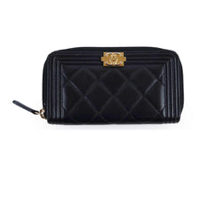 Chanel Boy Zip Around Wallet Black