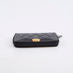 Chanel Boy Zip Around Wallet Black