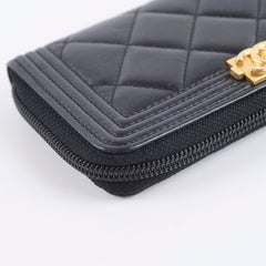 Chanel Boy Zip Around Wallet Black