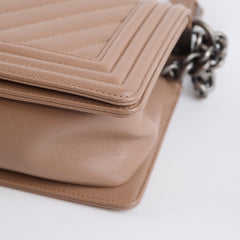 Chanel Medium Chevron Taupe Latte Caviar