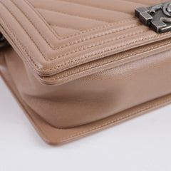 Chanel Medium Chevron Taupe Latte Caviar