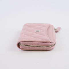 Chanel Pink Caviar Zip Cardholder (microchip)