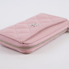 Chanel Pink Caviar Zip Cardholder (microchip)