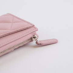 Chanel Pink Caviar Zip Cardholder (microchip)