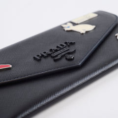 Prada Charms Saffiano Long Wallet Black
