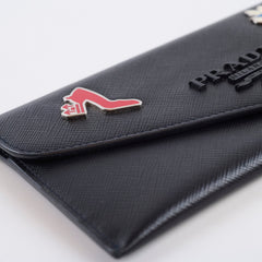 Prada Charms Saffiano Long Wallet Black