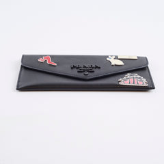 Prada Charms Saffiano Long Wallet Black