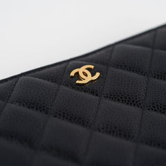 Chanel Caviar Long Zip Wallet Black