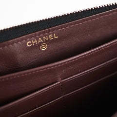 Chanel Caviar Long Zip Wallet Black