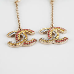 Chanel Long CC Coloured Stone Earrings Costume Jewellery