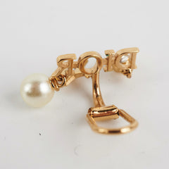 Dior Gold Logo Clip On Earrings Costume Jewellery