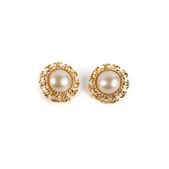 Chanel Clip On Gold Peal Large Earrings Costume Jewellery
