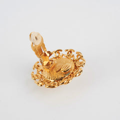 Chanel Clip On Gold Peal Large Earrings Costume Jewellery