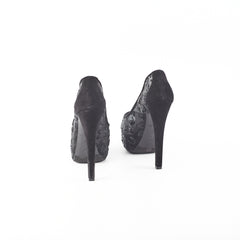 Louis Vuitton Mesh Sequin Monogram Black Size 37 Pumps Heels