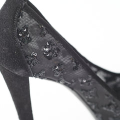 Louis Vuitton Mesh Sequin Monogram Black Size 37 Pumps Heels