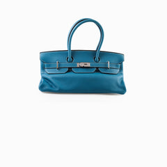 Hermes JPG Shoulder Birkin Blue Jean PHW - I Square Stamp