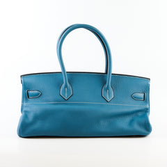 Hermes JPG Shoulder Birkin Blue Jean PHW - I Square Stamp