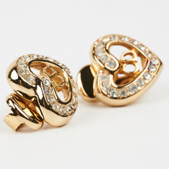 Christian Dior Heart Rhinestone Clip On Earrings Costume Jewellery