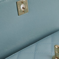 Chanel Caviar Small Coco Handle Light Blue Microchip