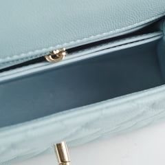 Chanel Caviar Small Coco Handle Light Blue Microchip