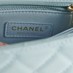 Chanel Caviar Small Coco Handle Light Blue Microchip