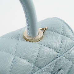 Chanel Caviar Small Coco Handle Light Blue Microchip