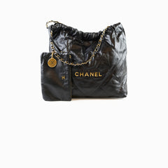 Chanel Small 22 Bag Black Goatskin