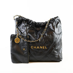 Chanel Small 22 Bag Black Goatskin