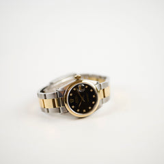 Rolex 31mm 1978 Diamond Black Face Watch Ref 6824