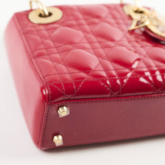 Christian Dior Mini Lady Dior Patent Red Crossbody