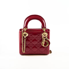 Dior Lady Mini Patent Red