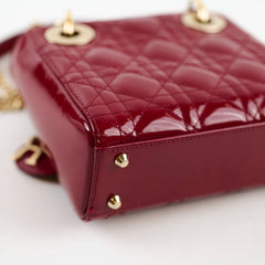 Dior Lady Mini Patent Red