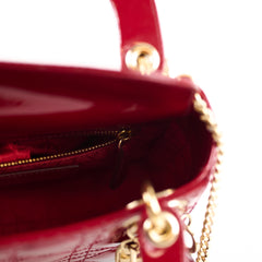 Dior Lady Mini Patent Red
