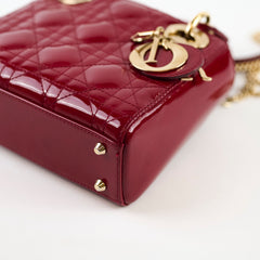 Dior Lady Mini Patent Red