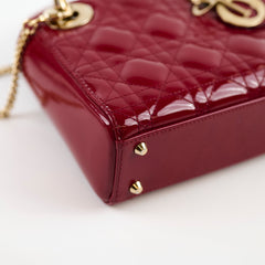 Dior Lady Mini Patent Red