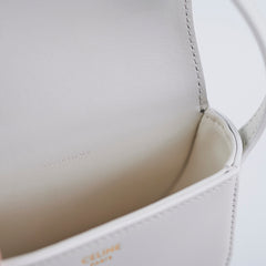 Celine Cuir Mini Triomphe White Crossbody Bag