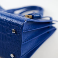 Saint Laurent Sac De Jour Medium Croc Embossed Blue
