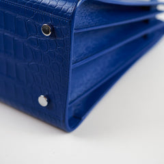 Saint Laurent Sac De Jour Medium Croc Embossed Blue