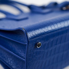 Saint Laurent Sac De Jour Medium Croc Embossed Blue