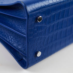 Saint Laurent Sac De Jour Medium Croc Embossed Blue