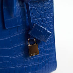 Saint Laurent Sac De Jour Medium Croc Embossed Blue
