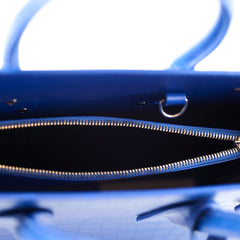 Saint Laurent Sac De Jour Medium Croc Embossed Blue