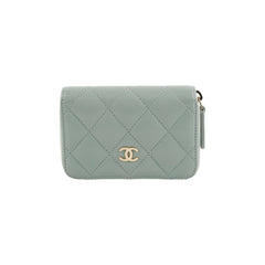 Chanel Blue/Grey Zipper Card Holder