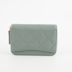 Chanel Blue/Grey Zipper Card Holder