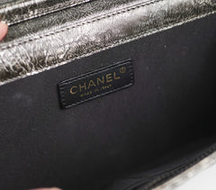 Chanel Zip Away Chain Clutch Wallet on Chain WOC Metallic Grey