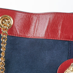 Gucci Rajah Suede Navy Shoulder Tote
